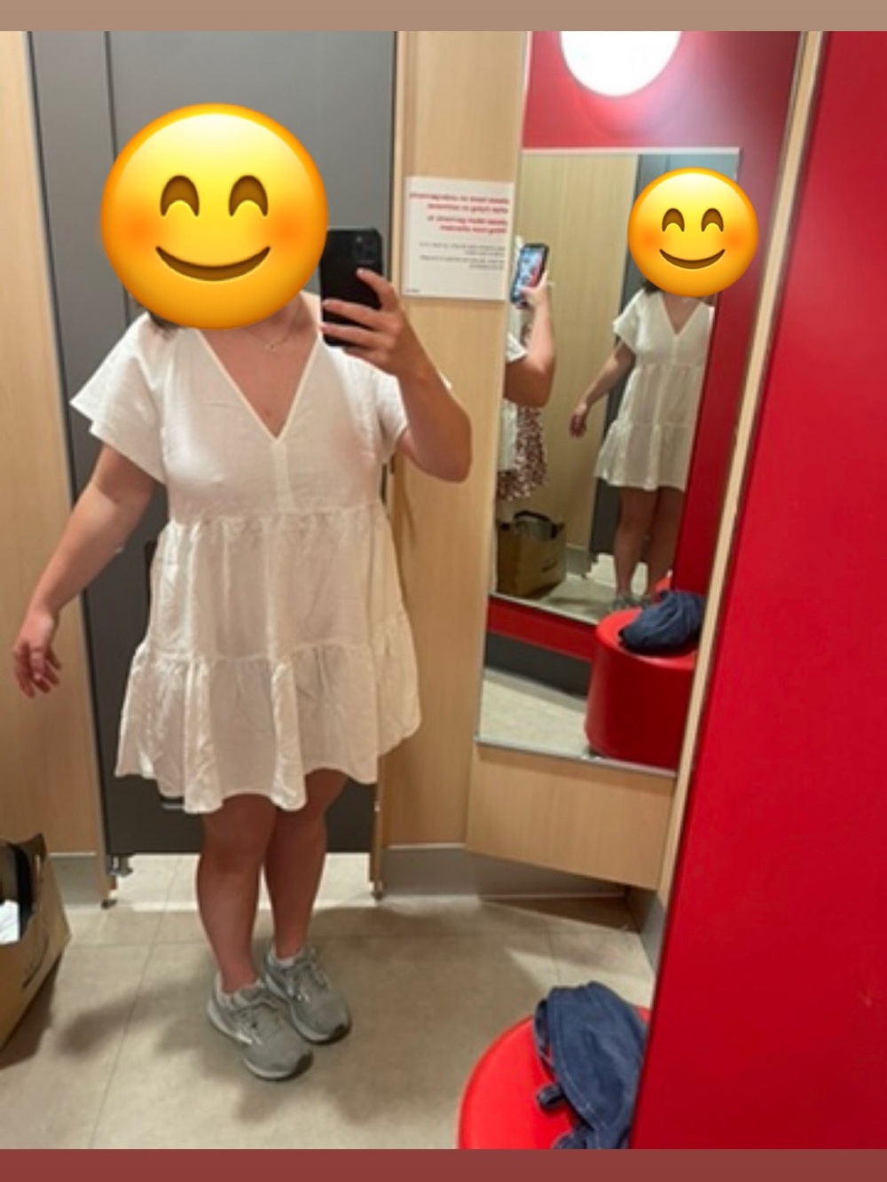 a new day White V‑Neck Tiered Mini Dress